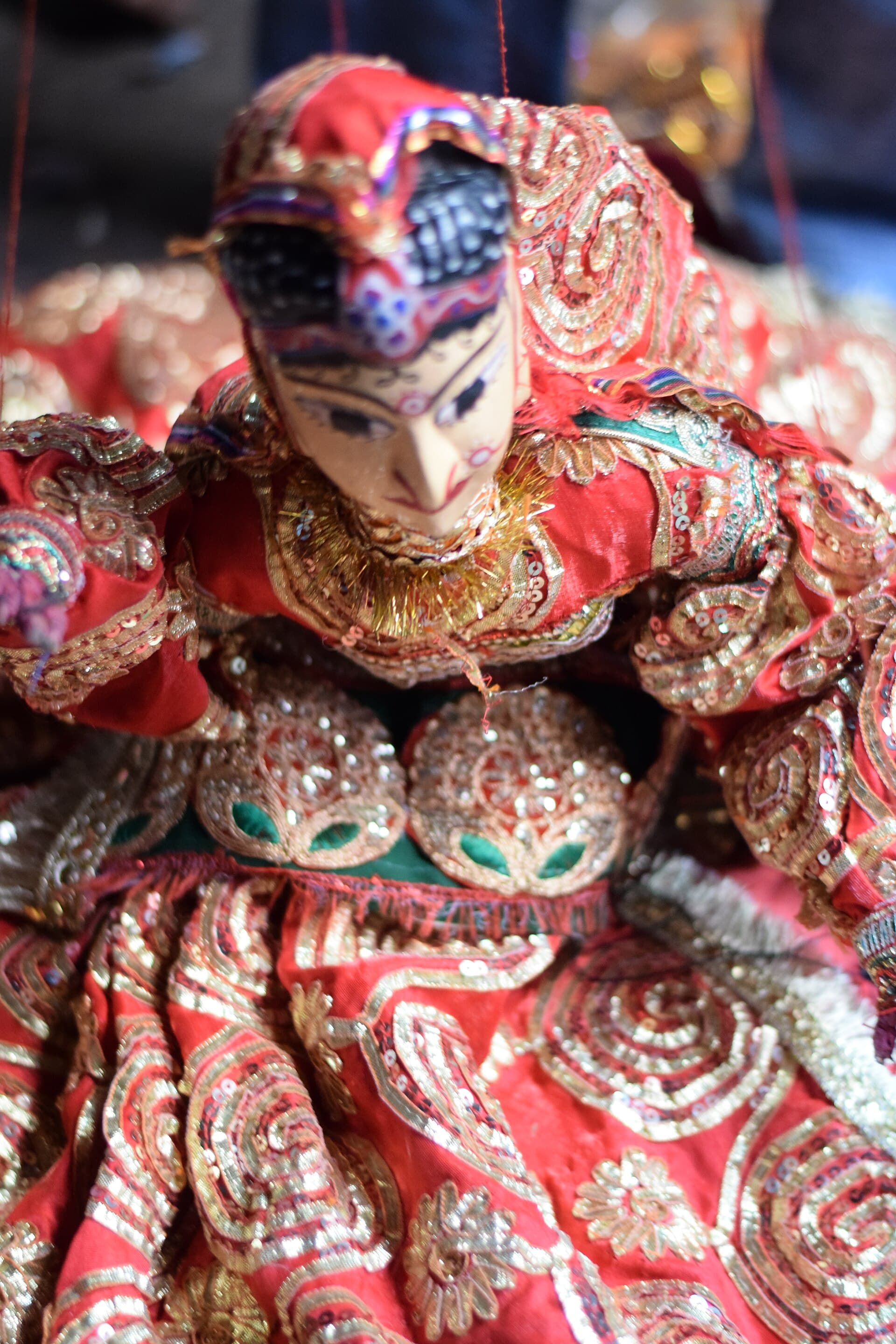 Brightly dressed Kathputli string puppets of Rajasthan